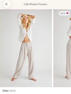 Free People Calla Pleated Trousers - Stone